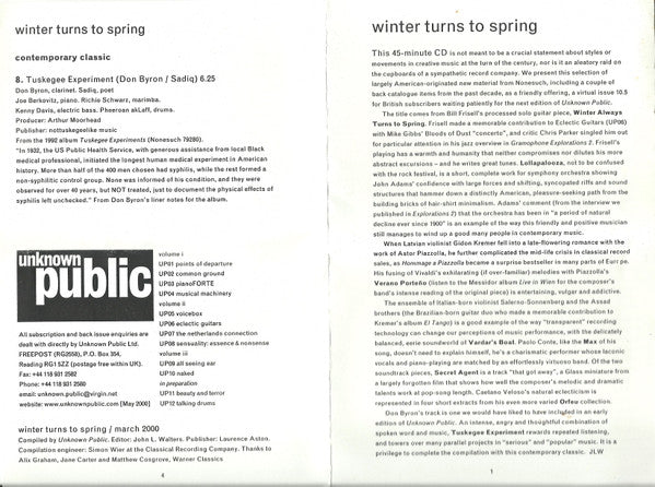 Various : Winter Turns To Spring (A Seasonal Collaboration Between Unknown Public And Warner Classics) (CD, Comp)