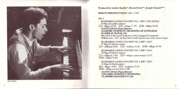 Glenn Gould, Columbia Symphony Orchestra, Vladimir Golschmann - Johann Sebastian Bach : The Concertos For Keyboard/Clavier & Strings Nos. 1, 2, 3, 4, 5, & 7; Italian Concerto; The Art Of The Fugue (Contrapunctus 1-9) (2xCD, Comp, RM)