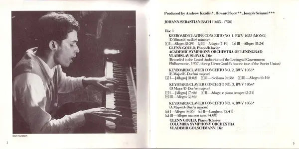Glenn Gould, Columbia Symphony Orchestra, Vladimir Golschmann - Johann Sebastian Bach : The Concertos For Keyboard/Clavier & Strings Nos. 1, 2, 3, 4, 5, & 7; Italian Concerto; The Art Of The Fugue (Contrapunctus 1-9) (2xCD, Comp, RM)