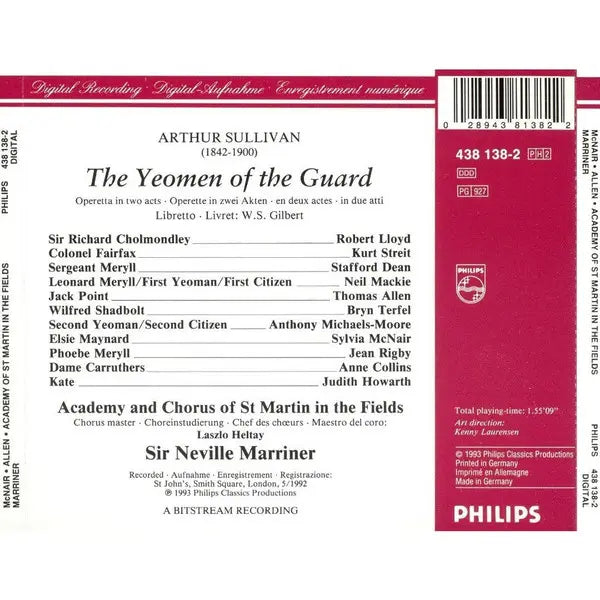 Gilbert & Sullivan - Sylvia McNair · Jean Rigby · Kurt Streit · Thomas Allen · The Academy Of St. Martin-in-the-Fields & Chorus Of St Martin In The Fields · Sir Neville Marriner : The Yeomen Of The Guard (2xCD, Album)
