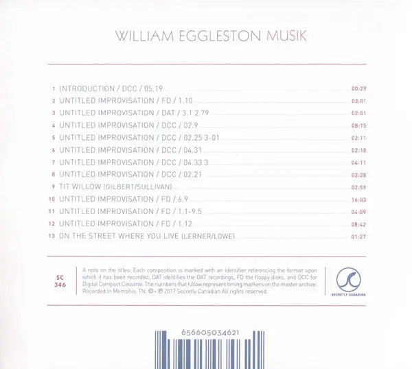 William Eggleston : Musik (CD, Album)