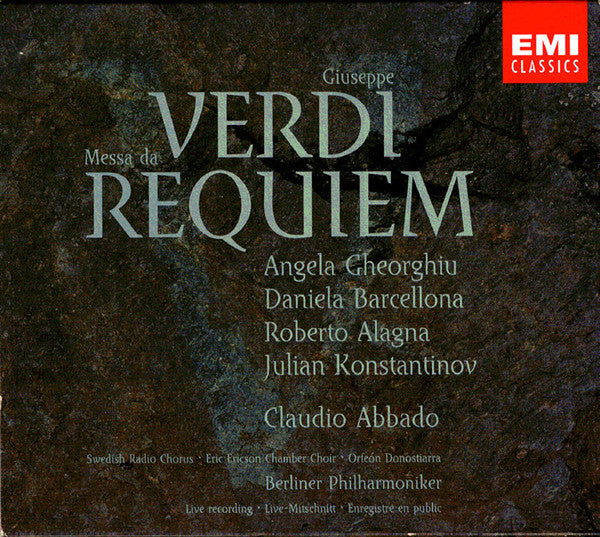 Giuseppe Verdi - Angela Gheorghiu, Daniela Barcellona, Roberto Alagna, Julian Konstantinov, Claudio Abbado, Radiokören · Eric Ericsons Kammarkör · Orfeón Donostiarra, Berliner Philharmoniker : Messa Da Requiem (2xCD, Sli)
