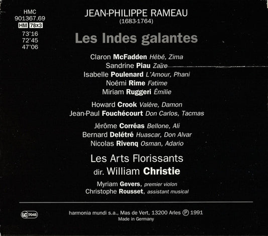 Jean-Philippe Rameau – Les Arts Florissants, William Christie : Les Indes Galantes (3xCD, Album, RP)