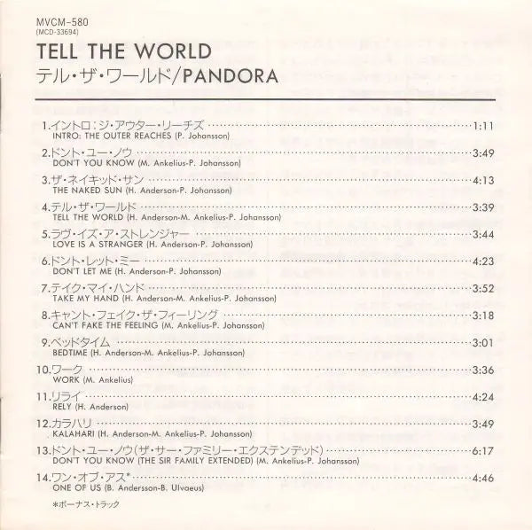 Pandora : Tell The World (CD, Album)