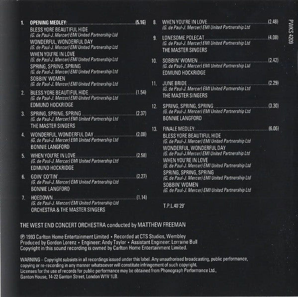 Bonnie Langford, Edmund Hockridge : Music And Songs From Seven Brides For Seven Brothers (CD, Album)
