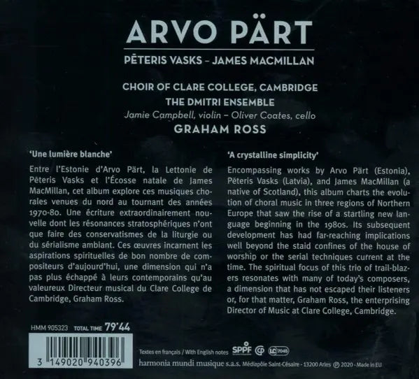 Arvo Pärt, Pēteris Vasks, James MacMillan (2), The Choir Of Clare College, Graham Ross (2) : Stabat (CD, Album)
