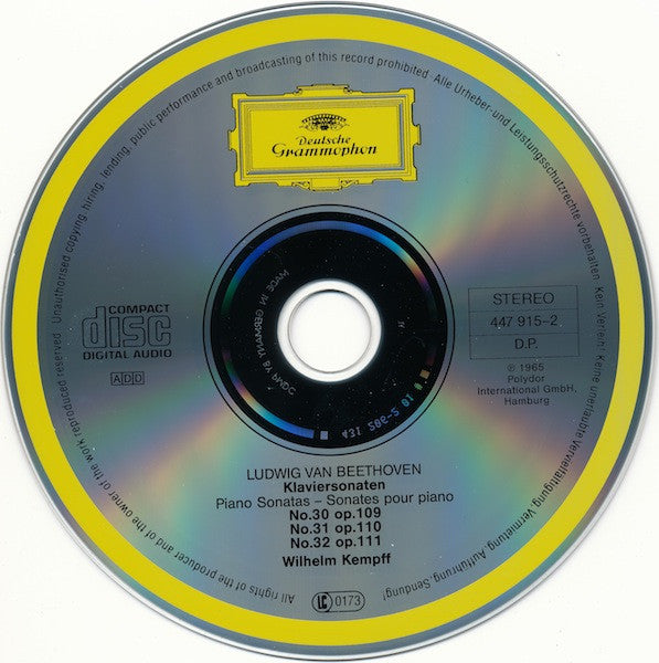Ludwig van Beethoven - Wilhelm Kempff : Klaviersonaten = Piano Sonatas Nos. 30 ∙ 31 ∙ 32 (CD, Album, RE, RM)