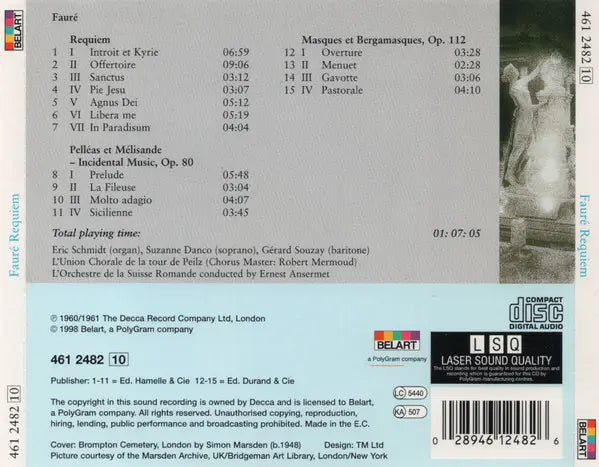 Gabriel Fauré Featuring L'Orchestre De La Suisse Romande Conducted By Ernest Ansermet : Requiem (CD, Comp)