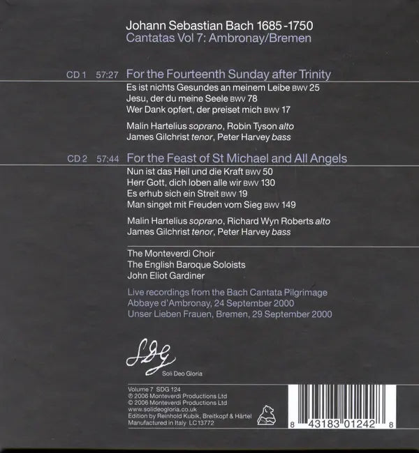 Johann Sebastian Bach / John Eliot Gardiner : Cantatas Vol. 07: Ambronay / Bremen (2xCD, Album)