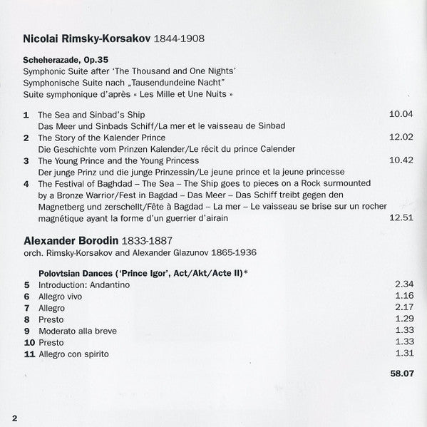 Nikolai Rimsky-Korsakov / Alexander Borodin, Sir Thomas Beecham, Royal Philharmonic Orchestra : Scheherazade / Polovtsian Dances ('Prince Igor') (CD, Comp, RE, RM)
