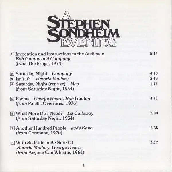 Stephen Sondheim : A Stephen Sondheim Evening (CD, Album, RM)