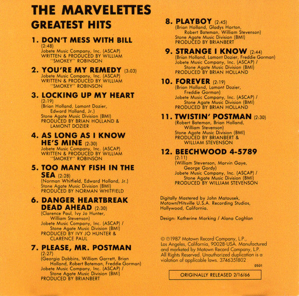 The Marvelettes : Marvelettes Greatest Hits (CD, Comp, RE, RM)