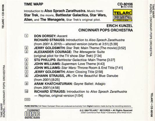 Erich Kunzel / Cincinnati Pops Orchestra : Time Warp (CD, Album, Mat)