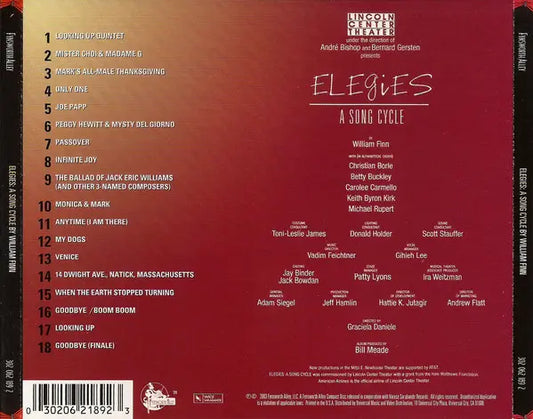 William Finn : Elegies - A Song Cycle (CD, Album)