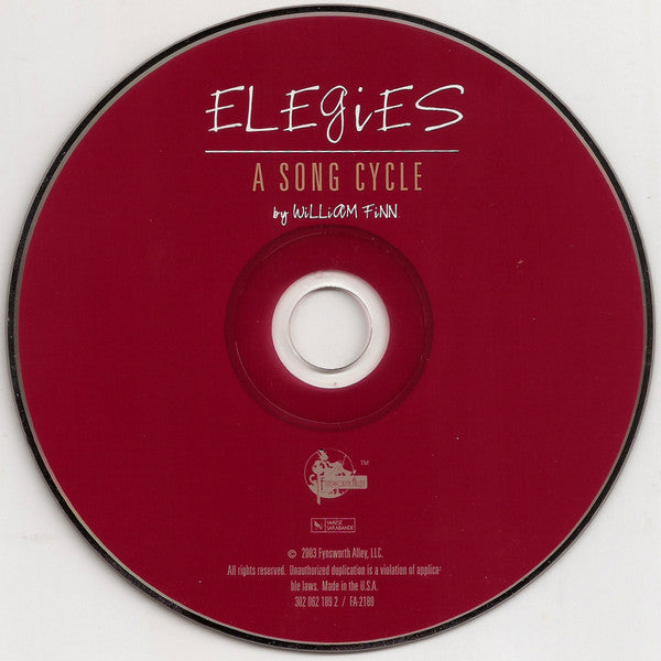 William Finn : Elegies - A Song Cycle (CD, Album)
