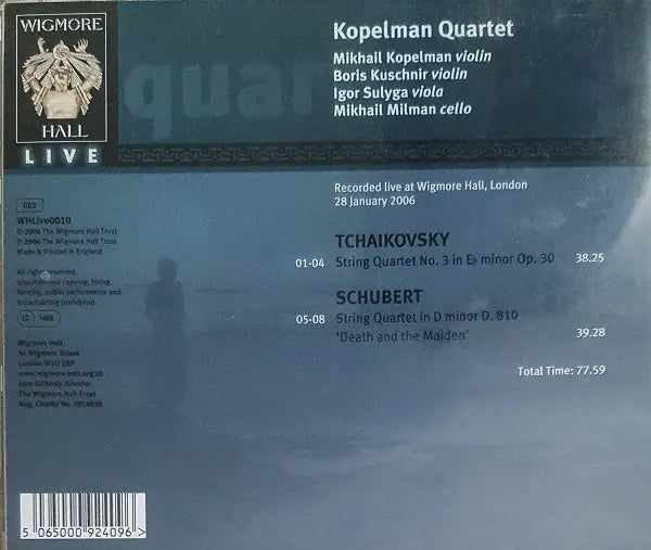Pyotr Ilyich Tchaikovsky / Franz Schubert, Kopelman Quartet : String Quartet In E♭ Minor / String Quartet In D Minor "Death And The Maiden" (CD, Album)