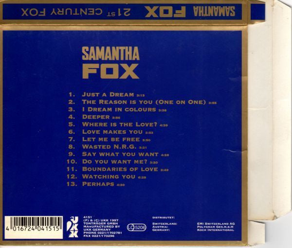 Samantha Fox : 21st Century Fox (CD, Album, Ltd)