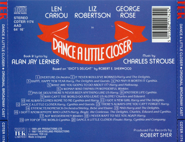Alan Jay Lerner, Charles Strouse : Dance A Little Closer (Original Broadway Cast) (CD, Album, RE, RM)