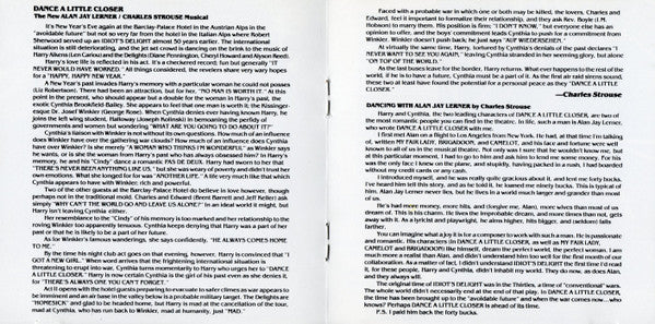 Alan Jay Lerner, Charles Strouse : Dance A Little Closer (Original Broadway Cast) (CD, Album, RE, RM)