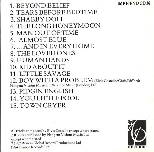 Elvis Costello & The Attractions : Imperial Bedroom (CD, Album)