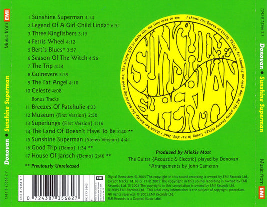 Donovan : Sunshine Superman (CD, Album, Mono, RE, RM)