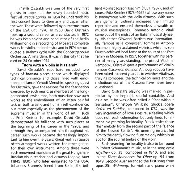 Tomaso Antonio Vitali, Christoph Willibald Gluck, Robert Schumann, Johannes Brahms, Manuel De Falla, Isaac Albéniz, Enrique Granados, Claude Debussy, Alexander Glazunov, Sergei Vasilyevich Rachmaninoff, David Oistrach : David Oistrakh Edition Vol. 3 (CD, Comp, Mono, RE, RM)