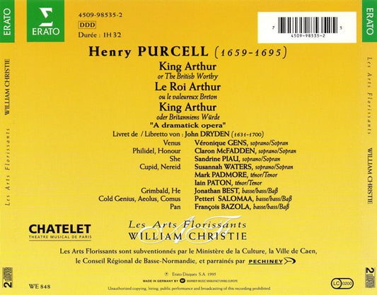 Henry Purcell - Véronique Gens • Claron McFadden • Sandrine Piau • Susannah Waters • Jonathan Best (2) • Mark Padmore • Iain Paton • Petteri Salomaa • Les Arts Florissants • William Christie : King Arthur (2xCD, Album)