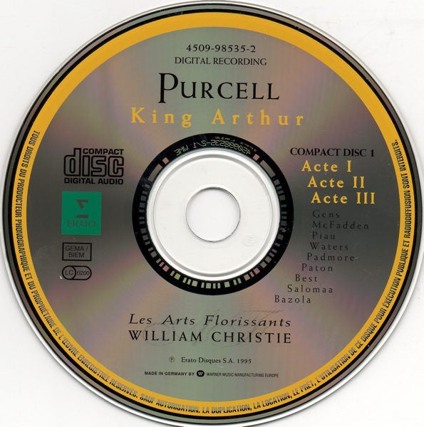 Henry Purcell - Véronique Gens • Claron McFadden • Sandrine Piau • Susannah Waters • Jonathan Best (2) • Mark Padmore • Iain Paton • Petteri Salomaa • Les Arts Florissants • William Christie : King Arthur (2xCD, Album)