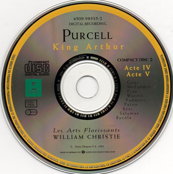 Henry Purcell - Véronique Gens • Claron McFadden • Sandrine Piau • Susannah Waters • Jonathan Best (2) • Mark Padmore • Iain Paton • Petteri Salomaa • Les Arts Florissants • William Christie : King Arthur (2xCD, Album)