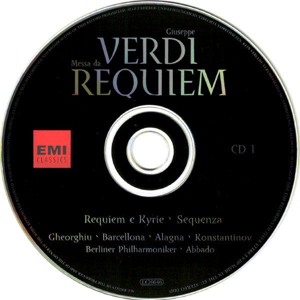 Giuseppe Verdi - Angela Gheorghiu, Daniela Barcellona, Roberto Alagna, Julian Konstantinov, Claudio Abbado, Radiokören · Eric Ericsons Kammarkör · Orfeón Donostiarra, Berliner Philharmoniker : Messa Da Requiem (2xCD, Sli)