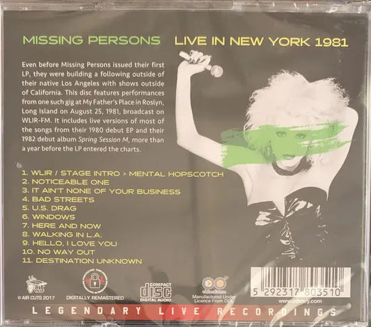 Missing Persons : Live In New York 1981 (CD, RM, Unofficial)