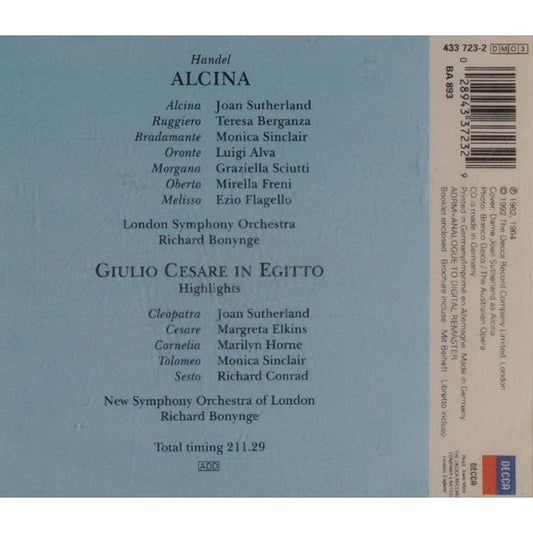 Georg Friedrich Händel - Joan Sutherland •  Teresa Berganza •  Mirella Freni •  Monica Sinclair •  London Symphony Orchestra •  Richard Bonynge : Alcina; Giulio Cesare Highlights (3xCD, Comp, RE, RM)