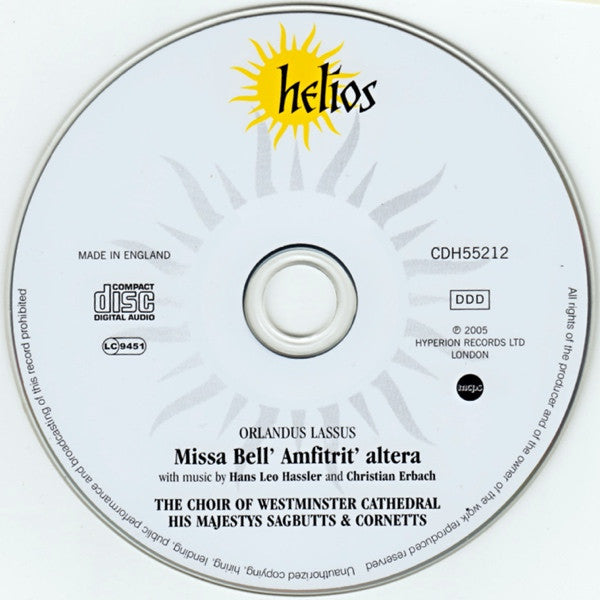 Roland de Lassus, Hans Leo Haßler, Christian Erbach - Westminster Cathedral Choir, James O'Donnell (2), His Majestys Sagbutts And Cornetts : Festal Sacred Music Of Bavaria, c1600: Missa Bell' Amfitrit' Altera (CD, Album, RE)