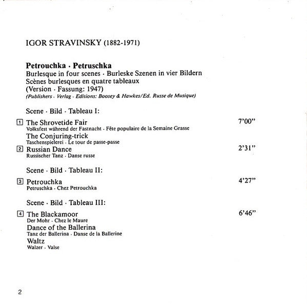 Igor Stravinsky, Semyon Bychkov, Orchestre De Paris : Petrouchka / Divertimento "La Baiser De La Fée" (CD, Album)
