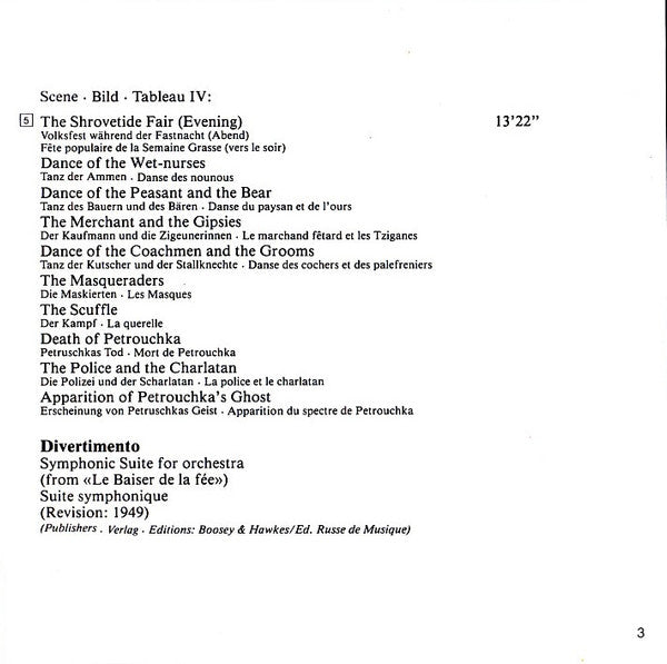 Igor Stravinsky, Semyon Bychkov, Orchestre De Paris : Petrouchka / Divertimento "La Baiser De La Fée" (CD, Album)