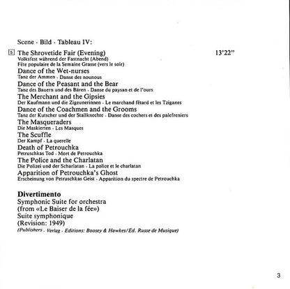 Igor Stravinsky, Semyon Bychkov, Orchestre De Paris : Petrouchka / Divertimento "La Baiser De La Fée" (CD, Album)