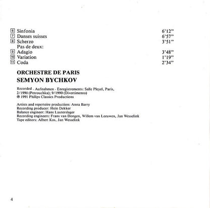 Igor Stravinsky, Semyon Bychkov, Orchestre De Paris : Petrouchka / Divertimento "La Baiser De La Fée" (CD, Album)