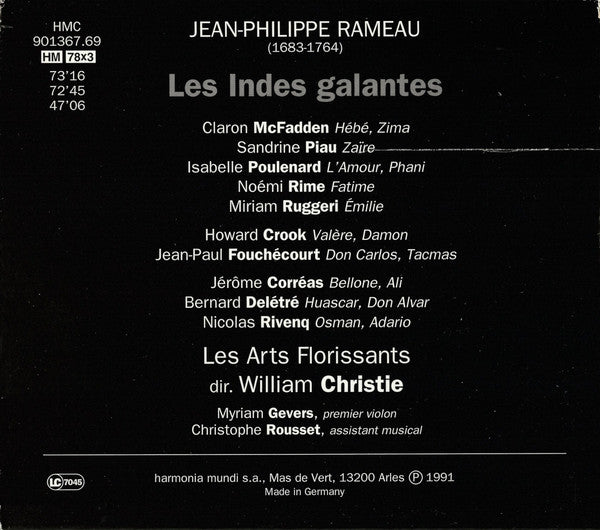 Jean-Philippe Rameau – Les Arts Florissants, William Christie : Les Indes Galantes (3xCD, Album, RP)