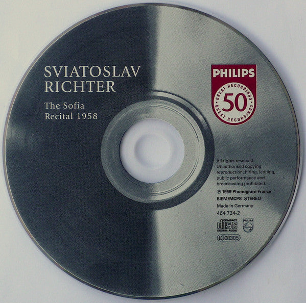 Sviatoslav Richter / Frédéric Chopin, Franz Liszt, Modest Mussorgsky, Franz Schubert : The Sofia Recital 1958 (CD, Album, RE, RM)