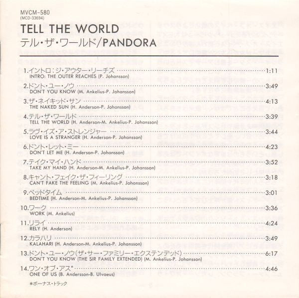 Pandora : Tell The World (CD, Album)