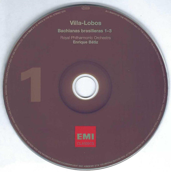 Heitor Villa-Lobos, Barbara Hendricks, Cristina Ortiz, Angel Romero (2), Royal Philharmonic Orchestra, Enrique Batiz : Bachianas Brasileiras • Mômoprecóce • Guitar Concerto (3xCD, Comp, RE, RM)