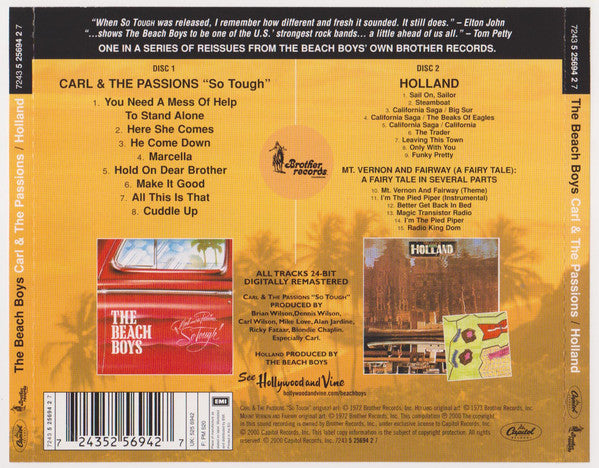The Beach Boys : Carl & The Passions "So Tough" / Holland (2xHDCD, Comp, RE, RM)