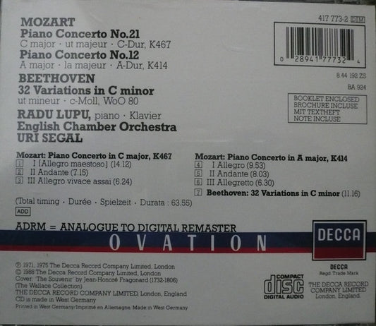Wolfgang Amadeus Mozart, Radu Lupu : Piano Concertos No.21, K467 • No.12, K414 (CD, RE, RM)