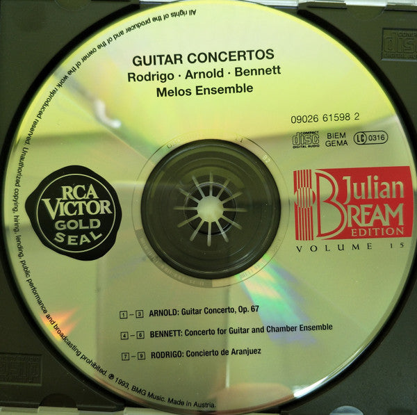 Julian Bream, Joaquín Rodrigo, Malcolm Arnold, Richard Rodney Bennett, Melos Ensemble Of London, Sir Colin Davis, David Atherton (2) : Guitar Concertos (CD, Album, Comp, RE)