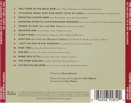 Liz Callaway : The Story Goes On: On & Off Broadway (CD, Album)