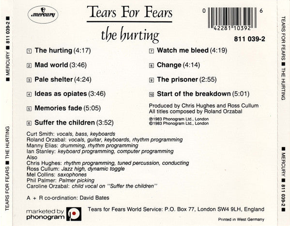 Tears For Fears : The Hurting (CD, Album, RE, RP, PDO)