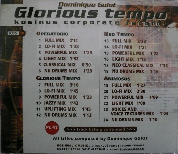 Dominique Guiot : Glorious Tempo (CD)