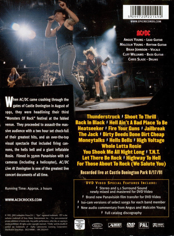AC/DC : Live At Donington (DVD-V, RM, Multichannel, PAL, 2.0)