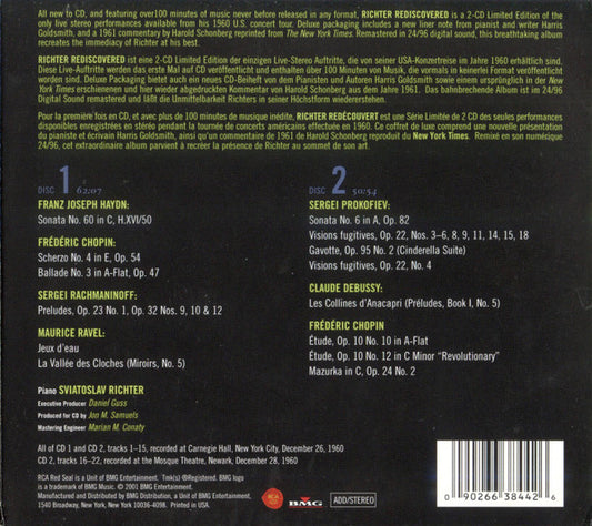 Sviatoslav Richter : Rediscovered • Carnegie Hall Recital December 26, 1960 (2xCD, Album, Ltd, RM, Dig)