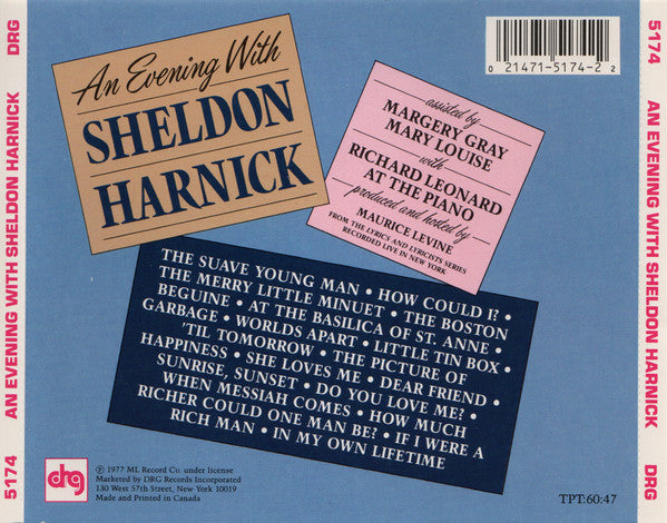 Sheldon Harnick : An Evening With Sheldon Harnick (CD, Album, RE)